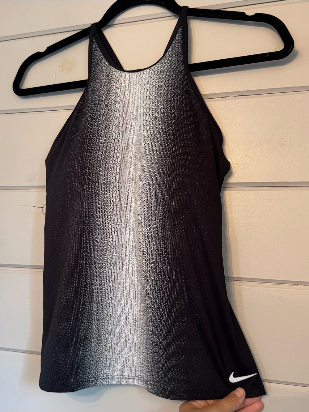 Nike Womens Black & White Gradient Workout Tankini Top
